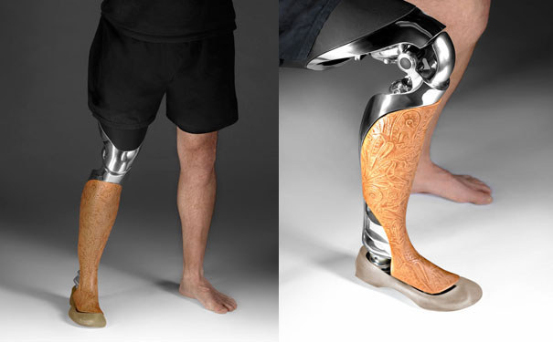 The designers first use a 3D scanner and printer to produce a symmetrical copy of the person’s other leg, and then create a design that is unique to the client. Customisation taken to the next level.