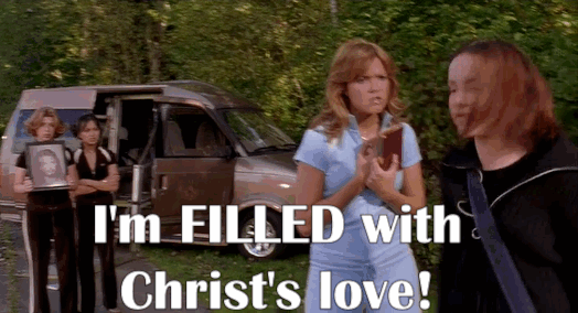 Classic. (Many Moore is throwing a Bible in this scene, btw.)