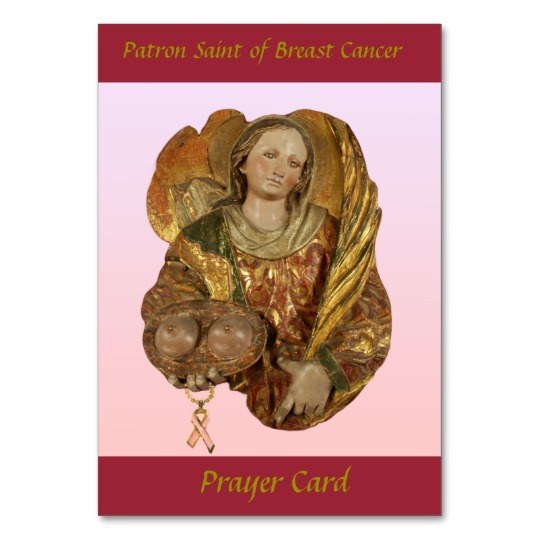 St Agatha Patron Saint Of Breast Cancer - Prayer Card