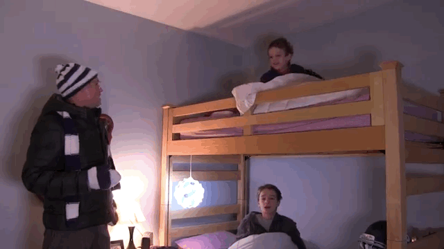Prinl Announces Snow Day With, Bunk Bed Collapse Gif