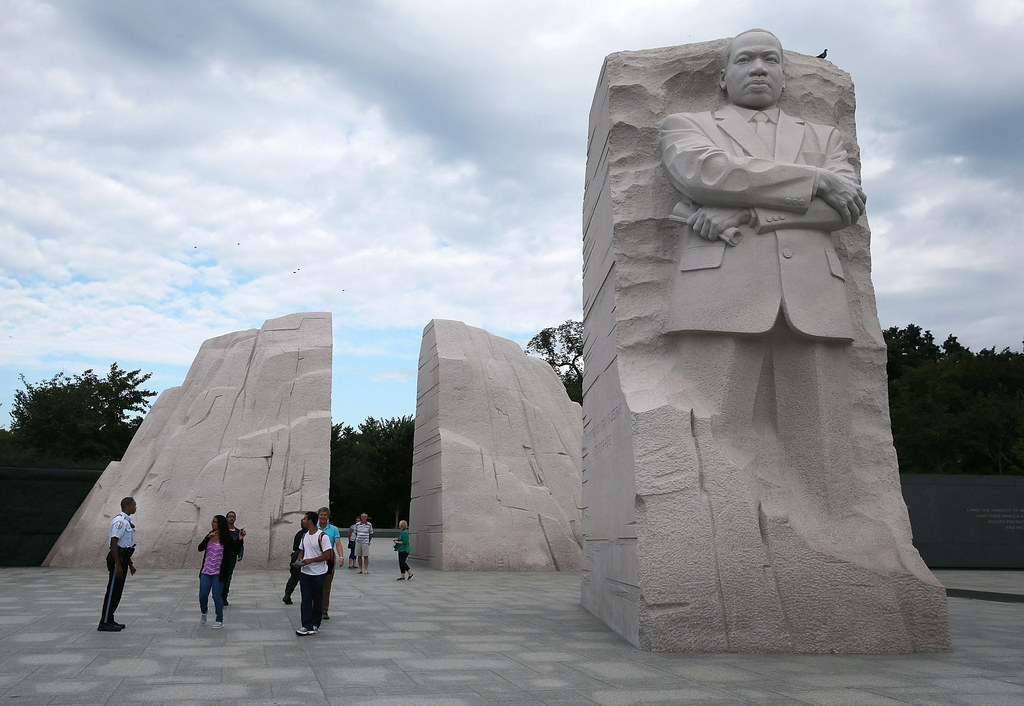 On the 48th anniversary of Martin Luther King Jr.'s march on Washington, this structure was erected in his memory. The memorial features Dr. King in relief as a part of the "Stone of Hope" that includes an inscription based off of his famed "I Have a Dream" speech.