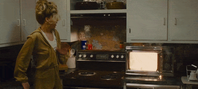 If your room doesn't have one, the lobby or continental breakfast area probably does. You can make a bunch of healthy options in a microwave — like frozen veggies (microwaving them with a bit of water = steaming them) or frozen pre-cooked shrimp. Just make sure you're using a microwave-safe container. (A ceramic mug works in a pinch.)