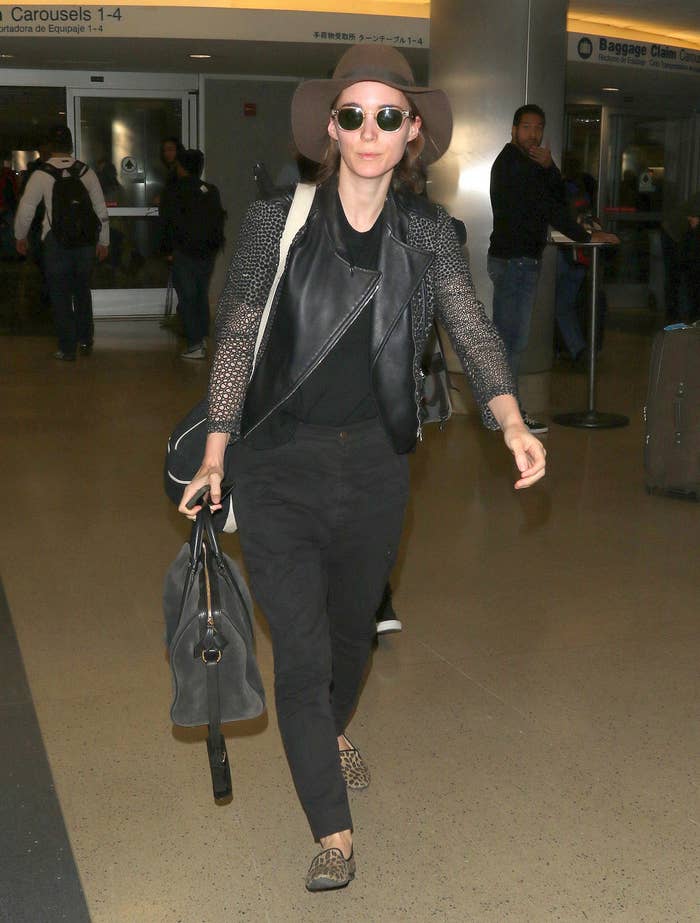 Rooney Mara Arriving On A Flight At LAX Airport
