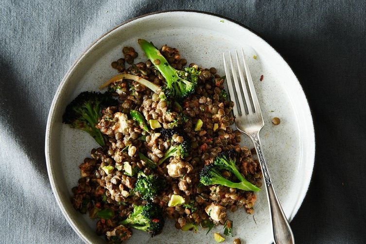 Crispy roasted broccoli is your oven’s gift to mankind, and mixing it with lentils makes a full meal. Get the recipe here.