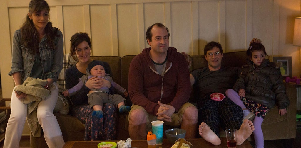 Amanda Peet, Melanie Lynskey, Steve Zissis, Mark Duplass, and Abby Ryder Fortson in Togetherness