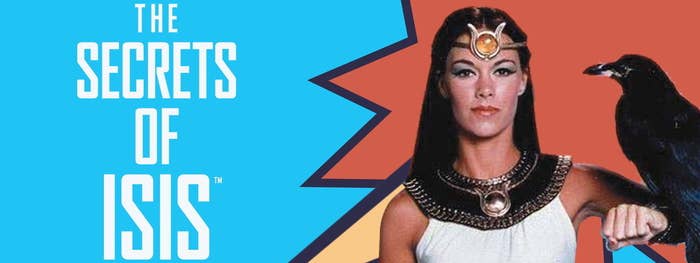 Mild mannered high school science teacher, Andrea Thomas (Joanna Cameron) needed only to chant "Oh Mighty Isis" to be magically transformed via a golden amulet into the Egyptian goddess Isis with command over animals and the elements in this 1975 live action comic book show. Thus transformed, she called on the forces of nature to aid her in rescuing her unwitting high school students from the dilemma of the week. Occasionally teaming up with Captain Marvel to battle injustice, this teacher-turned-goddess delivered a weekly morality lesson to her young audience. Stay in school, kids.