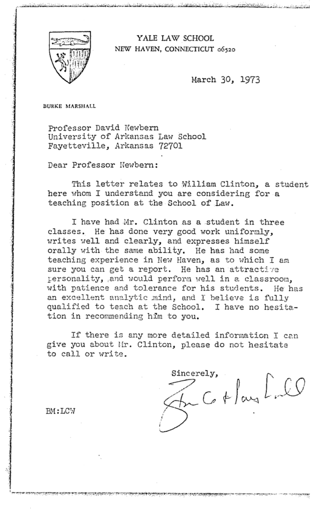 Here's Bill Clinton's Personnel File From His Time As An 