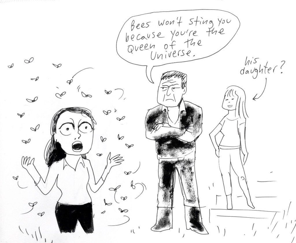 Sean Bean explains to Jupiter Jones that she is the reincarnation of the Queen of the Galaxy and you can tell because bees won't sting her. He explains a lot of other stuff that I won't attempt to spoil.His daughter is never mentioned again.