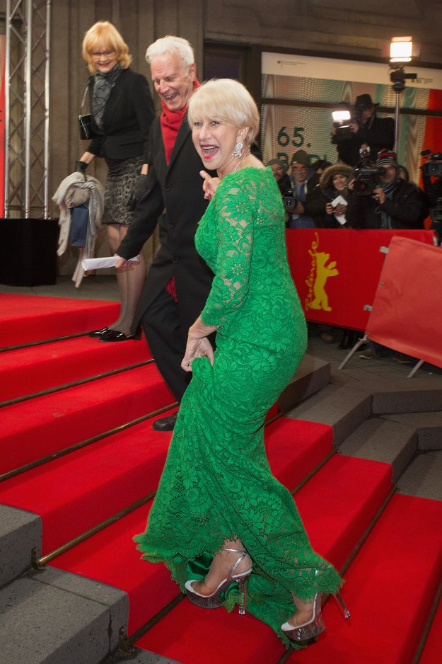 Helen Mirren Even Falls Over Elegantly