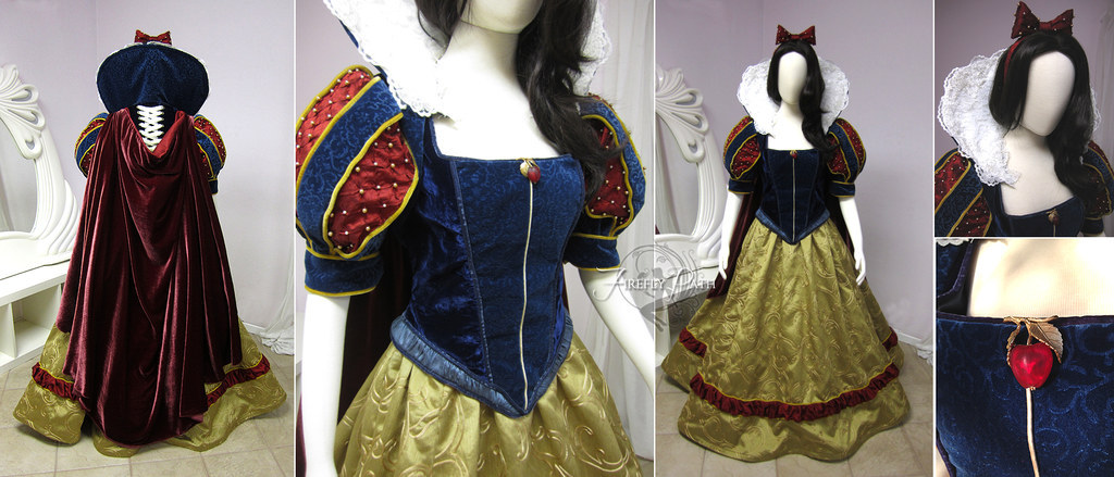 Snow White's color scheme is one of the most recognizable and the fabric choices blend beautifully here! Those puff sleeves are a work of art. The apple brooch also adds a nice touch.