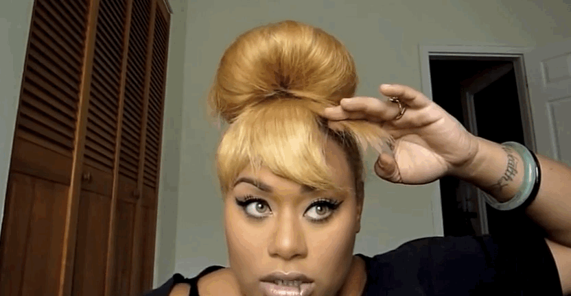 "I do this trick with clients who have long hair where I pull their hair up into a high ponytail and wrap the hair around the ponytail so that the ends fall on the forehead to create bangs," celebrity hairstylist Sunnie Brook tells BuzzFeed Life. Another option: While making a bun, leave about 3 inches of hair laying on the top of your head. Comb and style into bangs. See the full tutorial here.