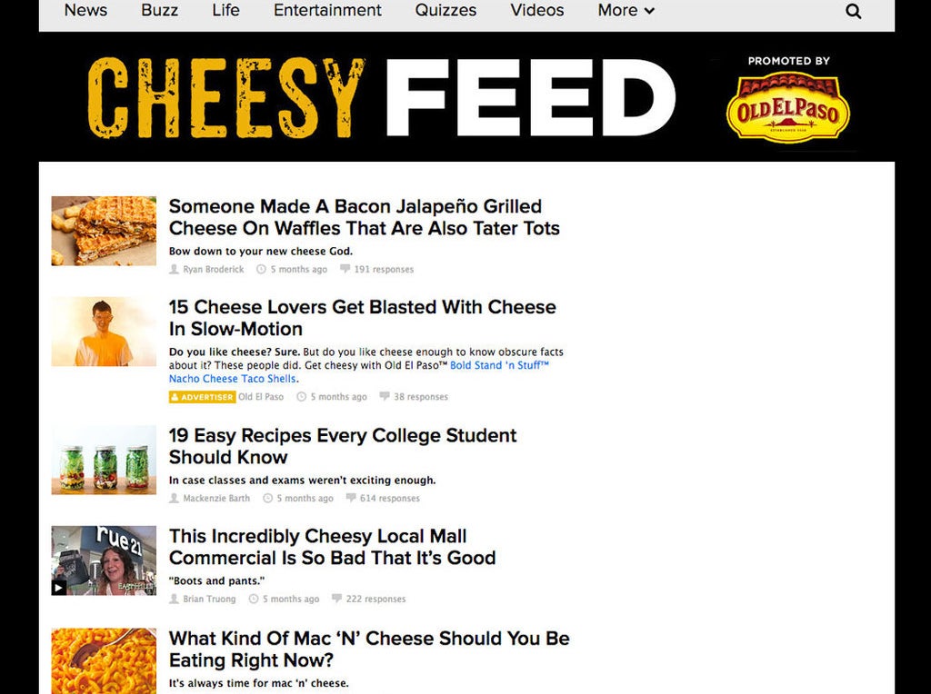 Branded Cheesy Feed with BuzzFeed content