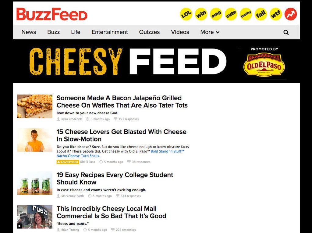 Branded Cheesy Feed with BuzzFeed content