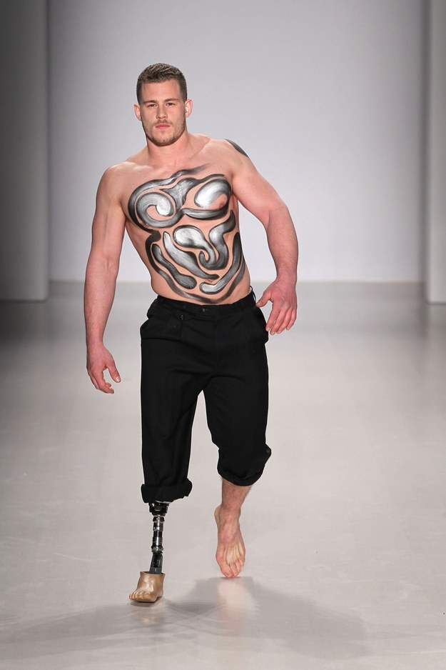 Jack Eyers was the world's first male amputee to walk on the NYFW catwalk.