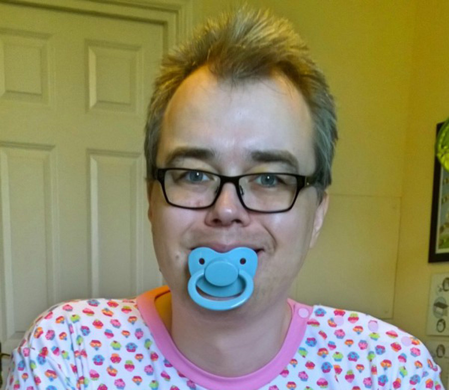 Also known as "paraphilic infantilism," self-identified adult babies are people who engage in behavior such as drinking from baby bottles, wearing diapers, and speaking in simplified words as part of sexual roleplaying.