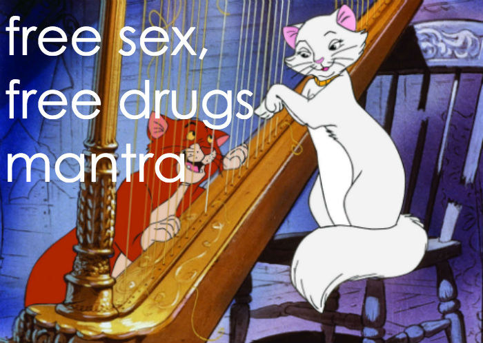 "The main male feline hero comes across to the audience as a pimp and the main female feline heroine comes across as a whore.""Furtheremore, I would suggest that you avoid this movie for your kids unless you believe that the free sex, free drugs mantra of the 60's and 70's is appropriate for your children.""If I could, I would have given it 1/2 a star."