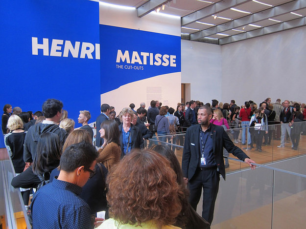 After waiting in line for close to 40 minutes, I entered the exhibit on the 6th floor of MoMA with wide eyes and an overwhelming feeling of hope. If Matisse could create a life-changing movement on his death bed, then there is power within each of us to accomplish all we wish to do. At first, I was mesmerized by the art; the beauty of each cut, the accuracy of each placement, the mixture of colors-but then, I found myself mesmerized by something else-the reactions of the people. As I took my eyes off the art, and began to look around the room, I noticed so many different things, but all at once. There was the foreign couple who was clearly only there to see some "famous" art, the kids from school trying desperately to rack up some extra credit points, a middle-aged couple who were very interested in the Museum's commentary of the art, and lastly, the most beautiful duo I have ever seen.
