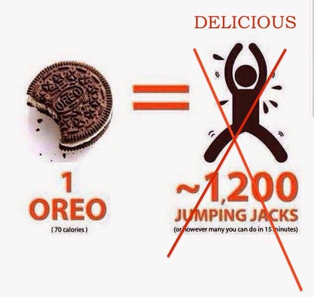 Healthy eating isn't just about counting calories.(Side note: What kind of monster only eats one Oreo?)