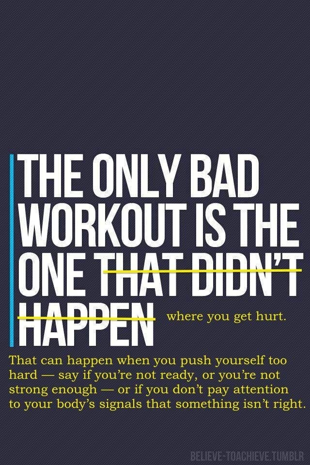 Also worth noting here that rest days are an important part of the process, and you really should not work out every single day. Your body sometimes needs time to heal.