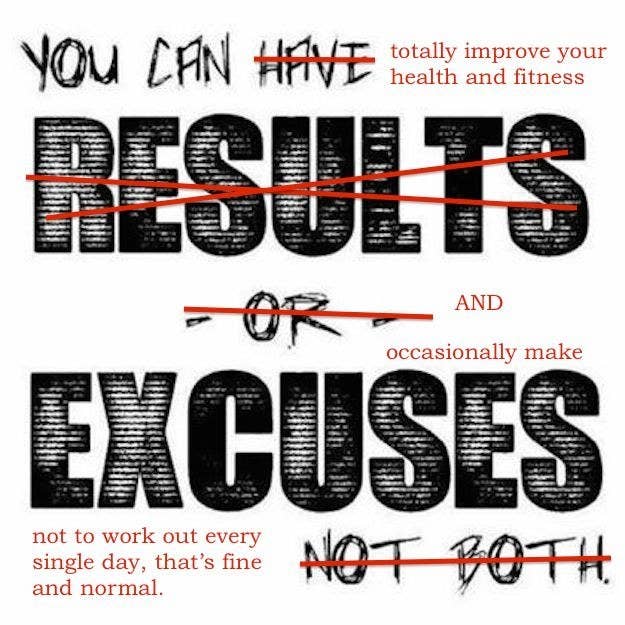 Fitness has different meanings for different people. Living a fitter, healthier lifestyle and occasionally skipping workouts are not mutually exclusive! Do what you need to do.