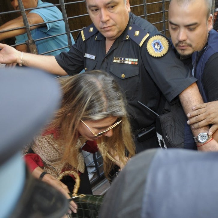 Sandra Arroyo Salgado leaves the prosecutor’s office on Jan. 23.