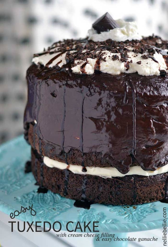 Layers of chocolate cake, with rich filling between and a chocolate ganache anyone can make! Recipe here.