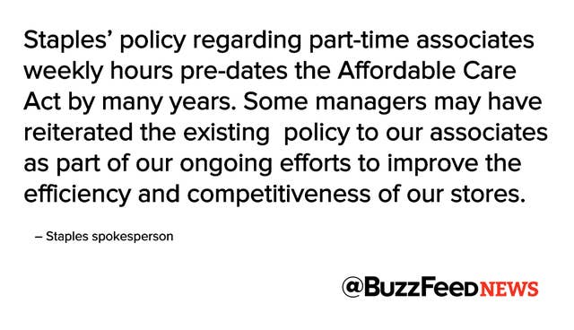 Staples Threatens To Fire Staff For Working More Than 25 Hours A Week