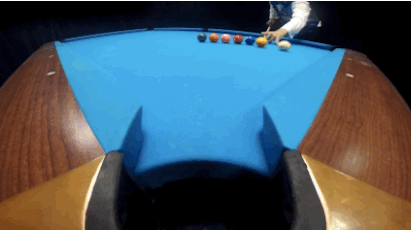 Cool camera angle... I like pool... billiards... whatever... I like dis...