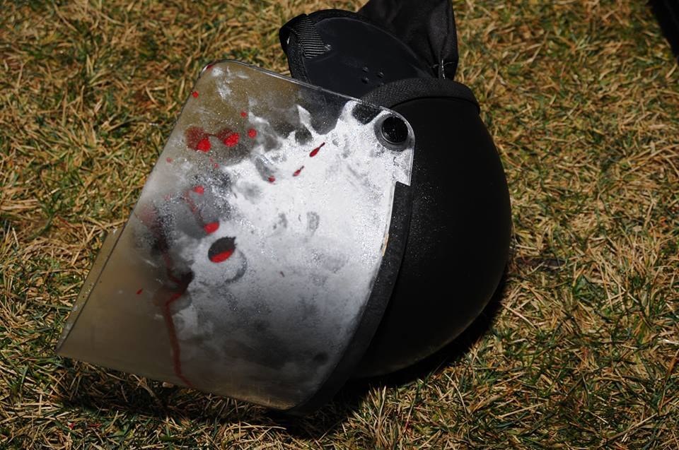 Photos collected at the scene from the St. Louis County Police Crime Scene Unit where two police officers were shot.
