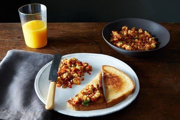 It's like scrambled eggs, except better and on toast. Get the recipe.