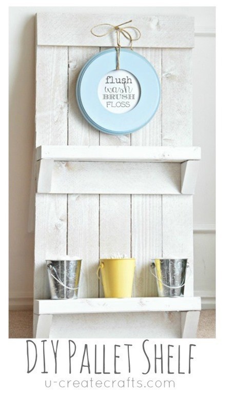 Add some rustic charm with a DIY pallet shelf.