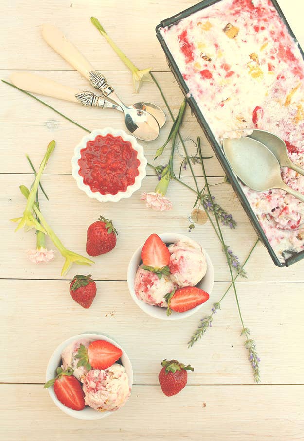 Here's a recipe for Strawberry Swirl Cheesecake Ice Cream.