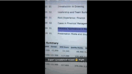 Well, obviously. He did get an A in Database Applications in Business.