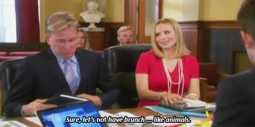 Kristen Bell is hilarious as Ingrid de Forest, Eagleton's sickly sweet, super snobby Leslie Knope counterpart. Leslie LITERALLY can't even.
