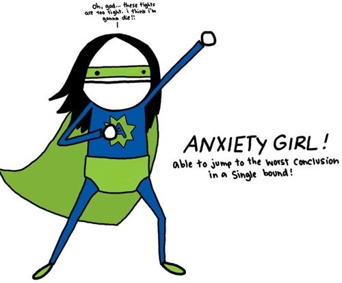 We are all guilty of saying, "I'm okay," when nothing about your life was okay. And I'm here to tell you that that's okay. Of course you worry about what your hair looks like; of course you worry about looking silly in your glasses; of course that girl or boy looked at you weird because they hate you and are patiently awaiting your ultimate demise. You are normal, and you are the most normal adultager or teenult (adult + teenager) ever to live. The fact is, anxiety will never go away. So it's best to take those anxieties under advisement, and move on (and maybe seek professional help if your hair is falling out).