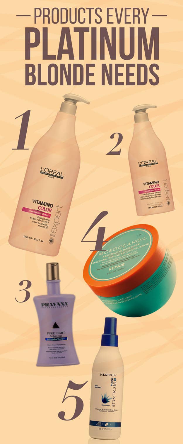 1. Shampoo: L'Oreal Professional Vitamino Color Shampoo, $28.292. Conditioner: L'Oreal Professional Vitamino Color Conditioner, $14.503. Purple Shampoo: Pravana Pure Light Sulfate-Free Brightening Shampoo, $17.104. Protein Mask: Moroccanoil Restorative Hair Mask, $33.995. Heat Protectant Spray: Biolage Thermal Active Setting Spray, $16