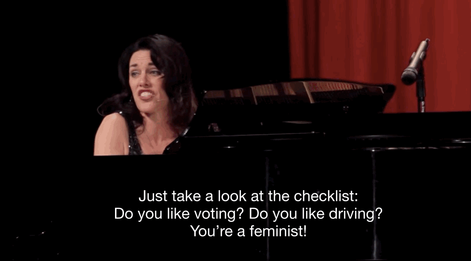 "You're not a feminist," she sings. "You know who else isn't? Boko Haram, Rush Limbaugh, The Taliban... you might wanna call yourself a feminist."