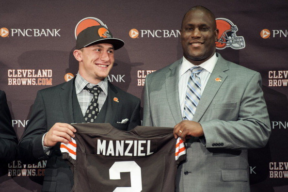 Browns GM Ray Farmer and quarterback Johnny Manziel.
