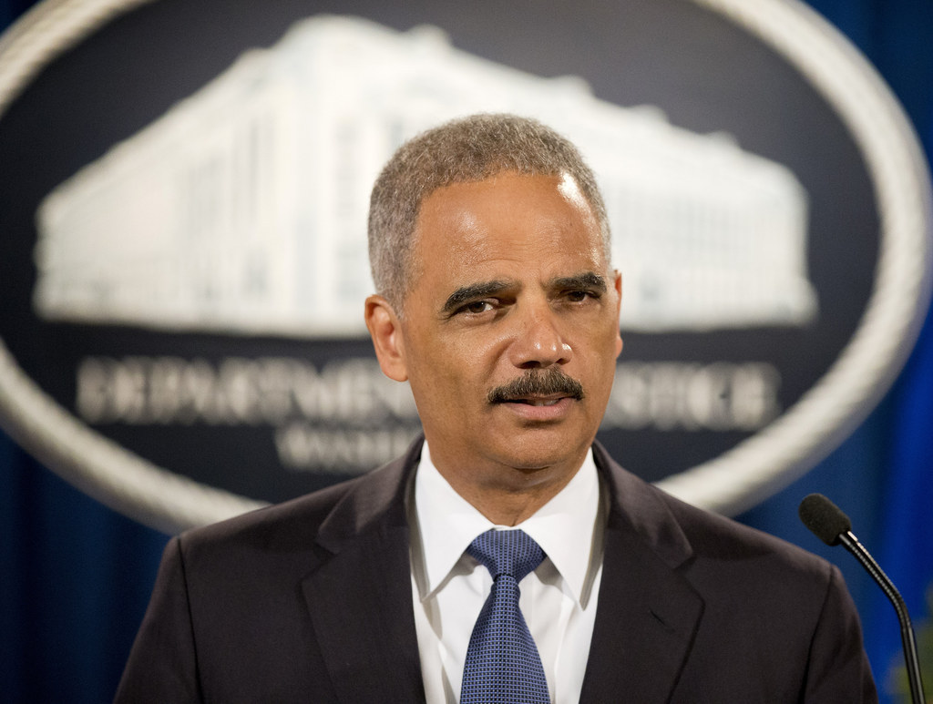 Attorney General Eric Holder at a news conference at the Justice Department in Washington.