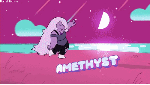 WHO SHE IS: Amesthyst is sassy, messy, and boisterous. She's the most childish of the gems and is more of a sister to Steven than a surrogate mother. She can be hot-headed but is usually pretty easy-going. Her signature weapon is a whip.WHY SHE'S AWESOME: She's basically the partner in crime you always wished you had. She doesn't give a crap about what people think of her and does what makes her happy. And her style is bangin'.
