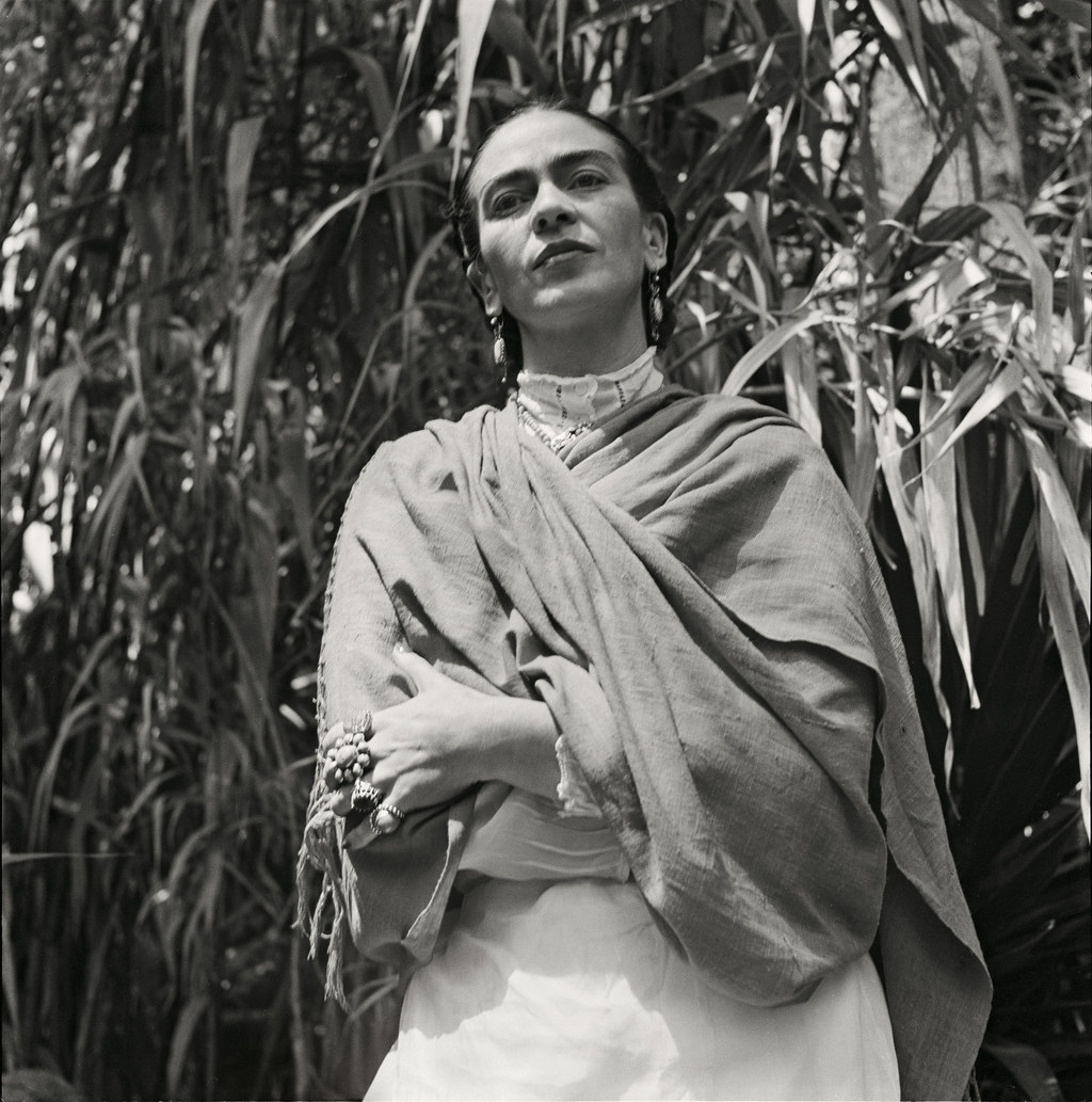 Freund ended up taking intimate pictures of the prominent painter over the next couple of years. Here is Frida's 1951 photograph which was shot in her garden in her home in Coyoacán, Mexico City.
