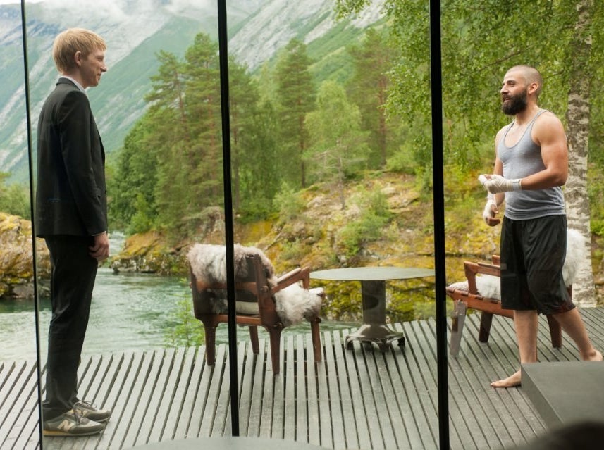 Domhnall Gleeson and Isaac in Ex Machina