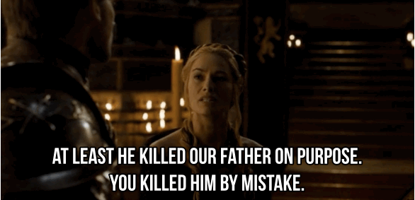 Ouch. Souvenez-vous, Jaime avait aidé Tyrion à s'enfuir dans le final de la saison 4, et Tyrion en avait profité pour tuer leur père. Jamie, qui était pourtant sur la voie de la rédemption depuis la saison 3, doit s'en mordre les doigts.