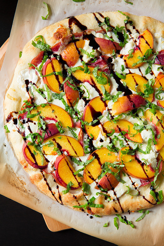 Three Cheese, Peach, Prosciutto Pizza with Basil and a Honey Balsamic Reduction. Exotic, maybe too exotic for president? You decide.