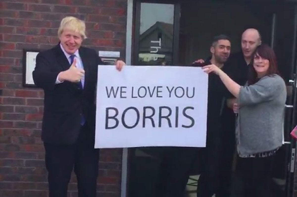 Boris Johnson Was Greeted With The Sign: We Love You Borris