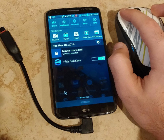 You can plug a mother-freaking mouse (wireless or wired) into your phone.