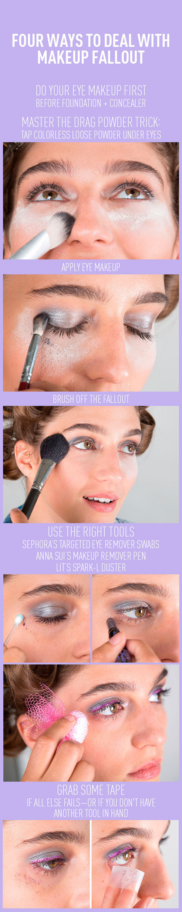 Makeup fallout is inevitable (especially with darker shadows), but there are definitely ways to fix it.