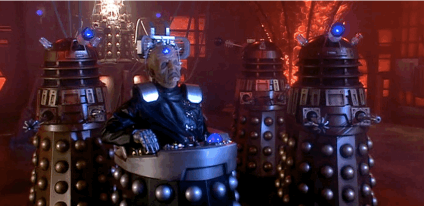 Davros is evil and full of hate. He commands all the Daleks to exterminate.