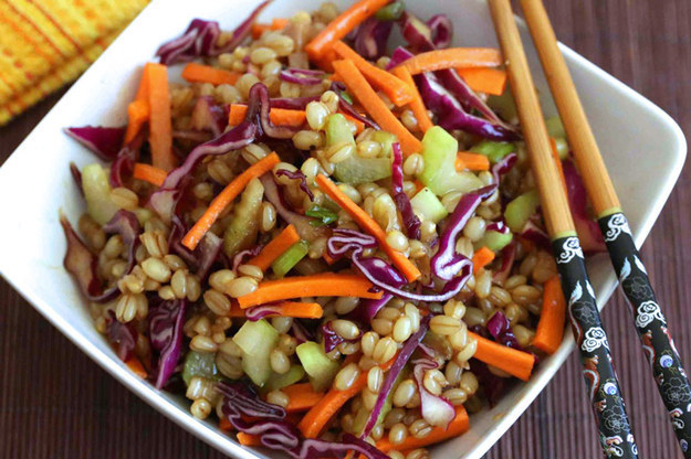 Soak the wheat berries overnight to cut the cooking time in half! Recipe here.