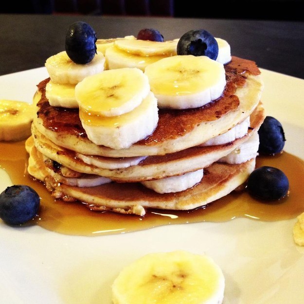 A blueberry banana pancake is guaranteed to make you smile. And everybody knows bananas are good for marathons and whatnot.